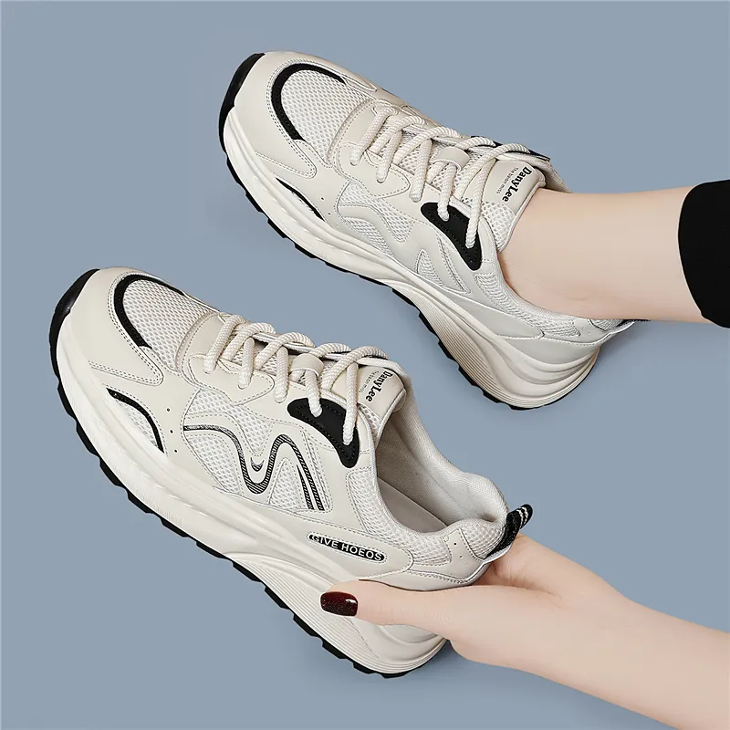 Golden Silk Rabbit Height Increasing Wear-Resistant Slip-Resistant Low-Top Chunky Sneakers Women's-3