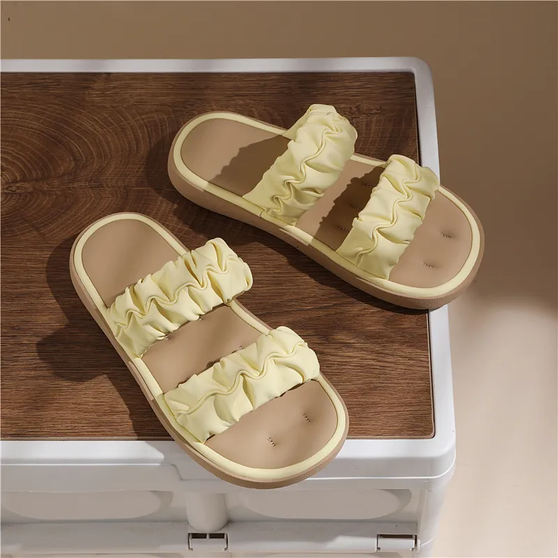 Golden Silk Rabbit Slide Slippers Women's-10