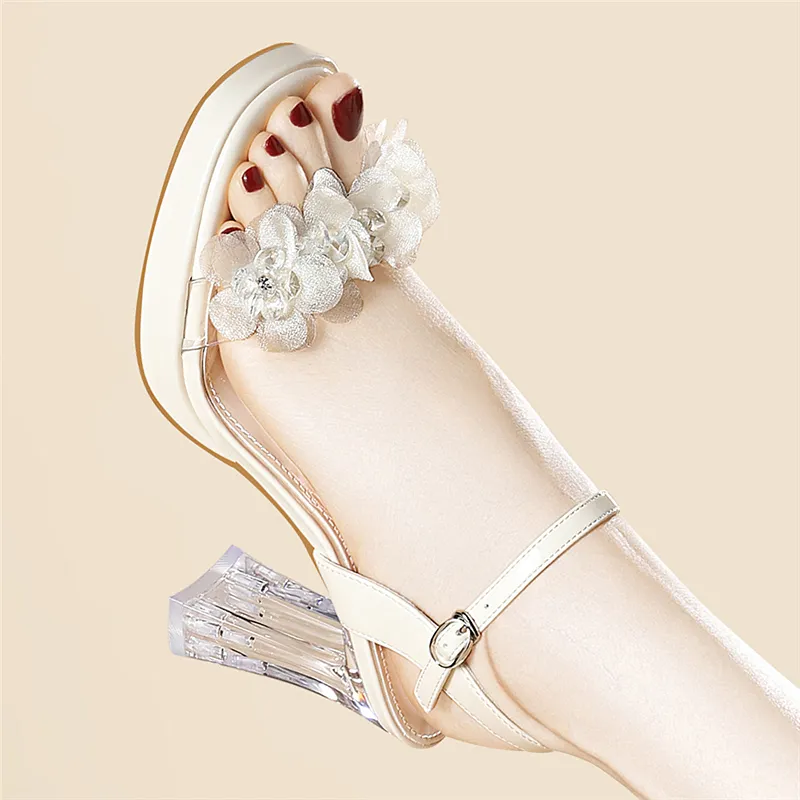 Golden Silk Rabbit One Strap Sandals Women's-7