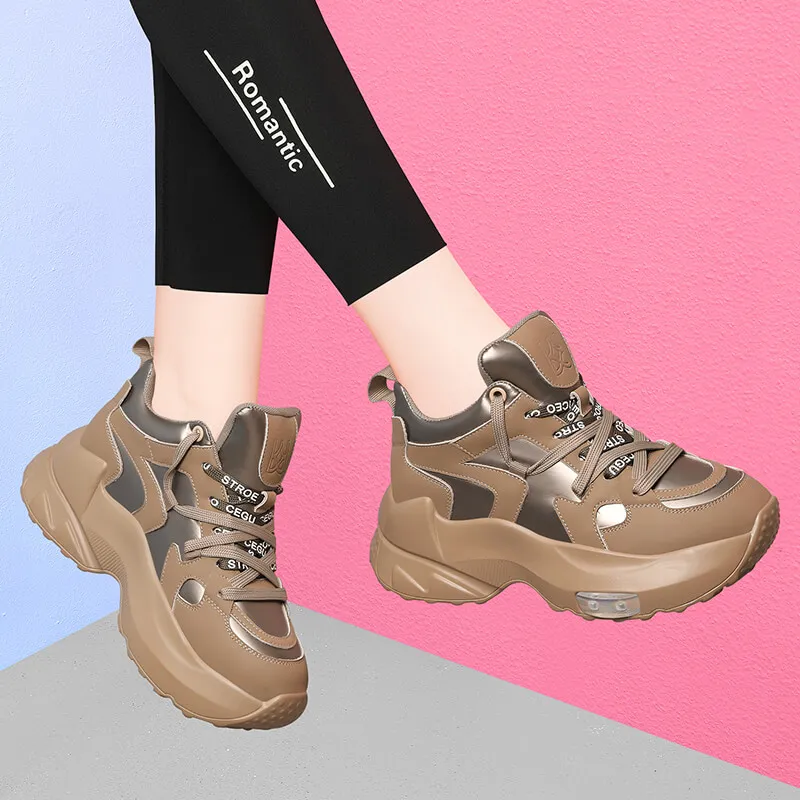 Golden Silk Rabbit Anti-Slip And Wear-Resistant Height Increasing Low-Top Chunky Sneakers Women's-7