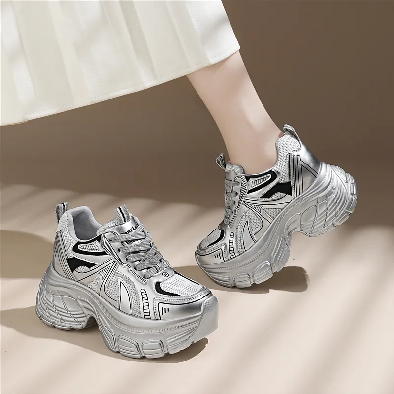 Golden Silk Rabbit Low-Top Chunky Sneakers Women's-5