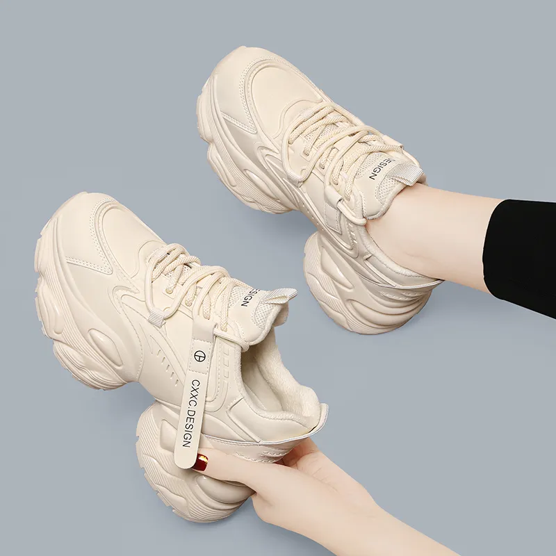 Golden Silk Rabbit Low-Top Chunky Sneakers Women's-8