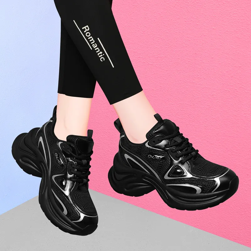 Golden Silk Rabbit Low Top Chunky Sneakers Women's-2