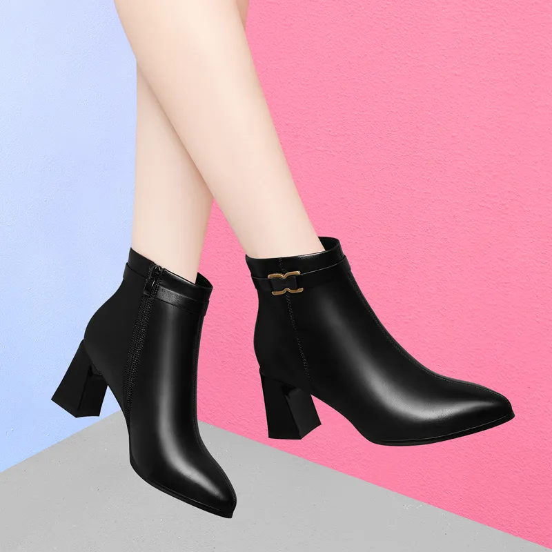 Golden Silk Rabbit Ankle Boots Women's-6