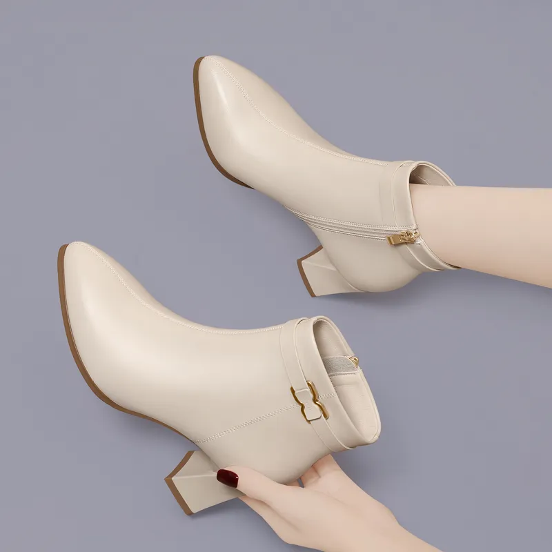 Golden Silk Rabbit Ankle Boots Women's-9