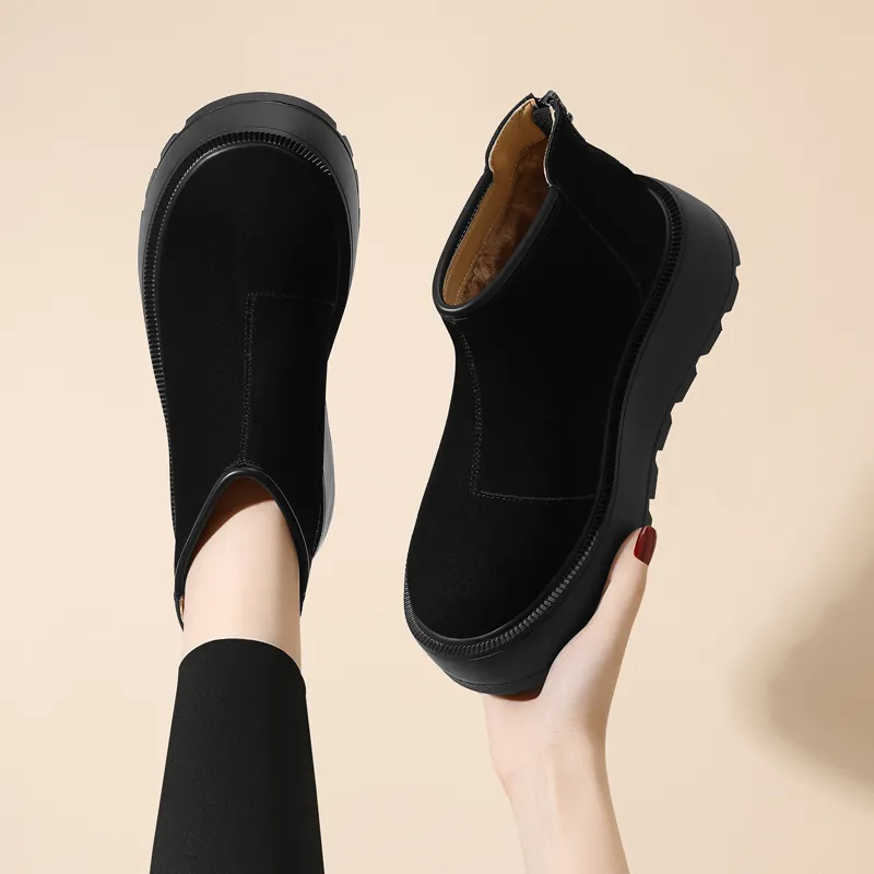 Golden Silk Rabbit Ankle Boots Women's-4
