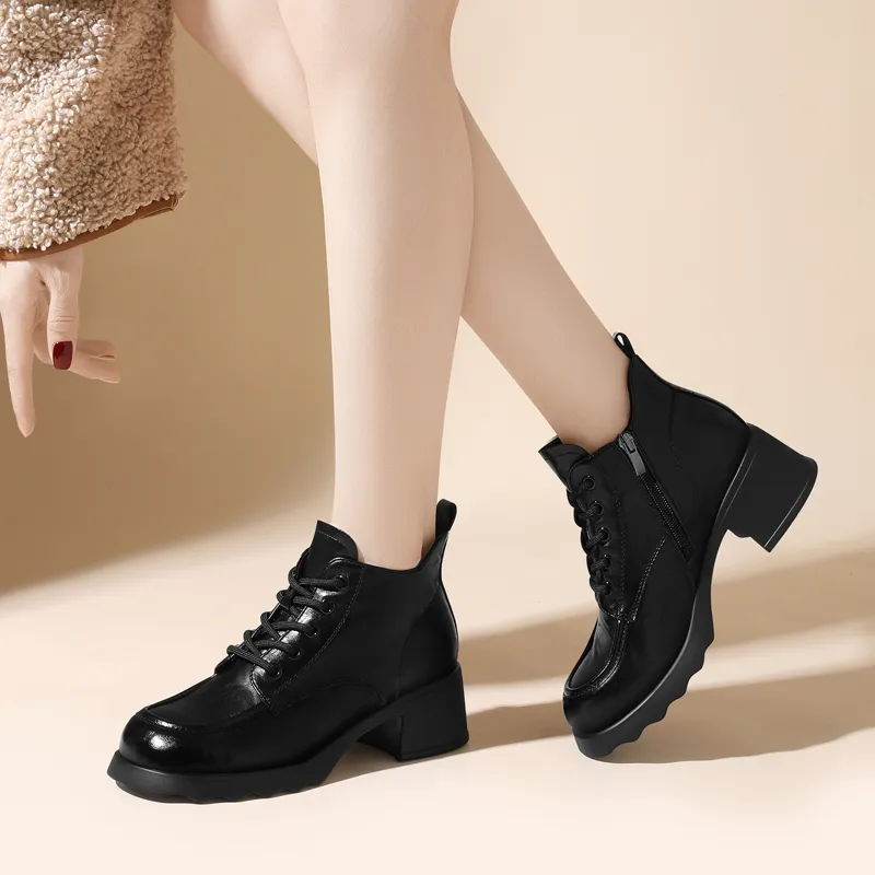Golden Silk Rabbit Ankle Boots 5.5CM Women's-3