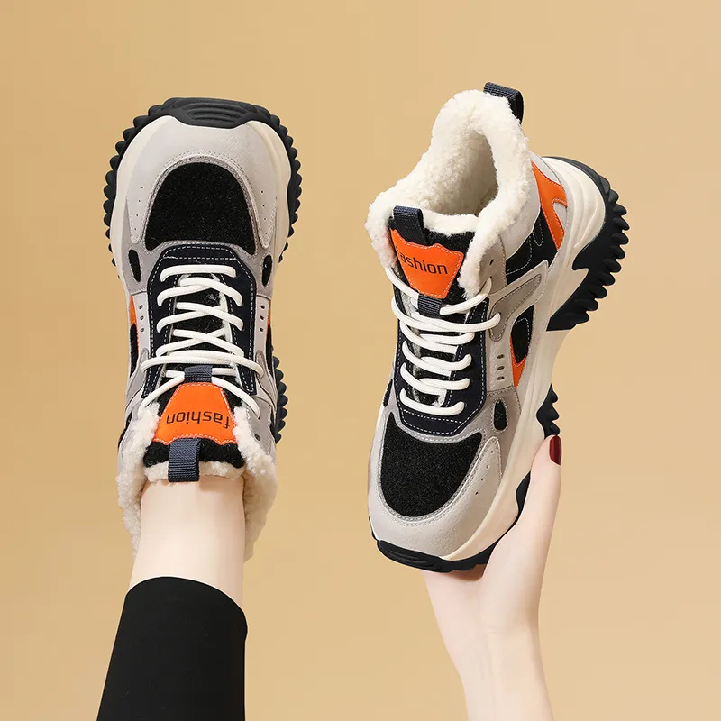 Golden Silk Rabbit High-Top Chunky Sneakers Women's-3