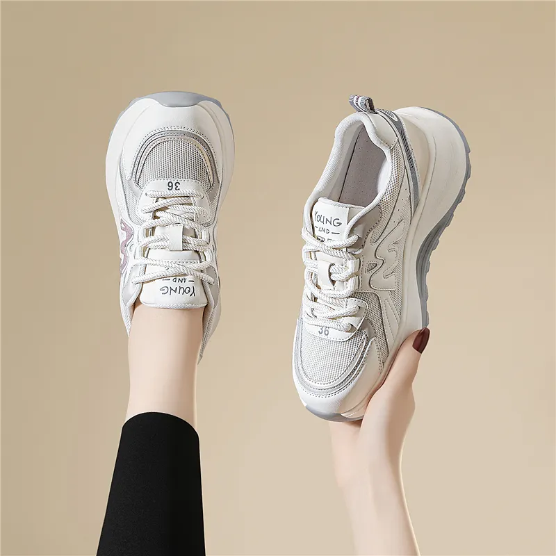 Golden Silk Rabbit Anti-Slip And Wear-Resistant Lightweight Height Increasing Low-Top Chunky Sneakers Women's-3