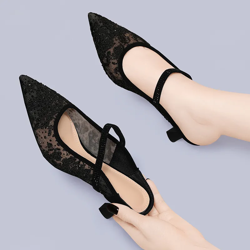 Golden Silk Rabbit Wrap toe Slippers Women's Black-3