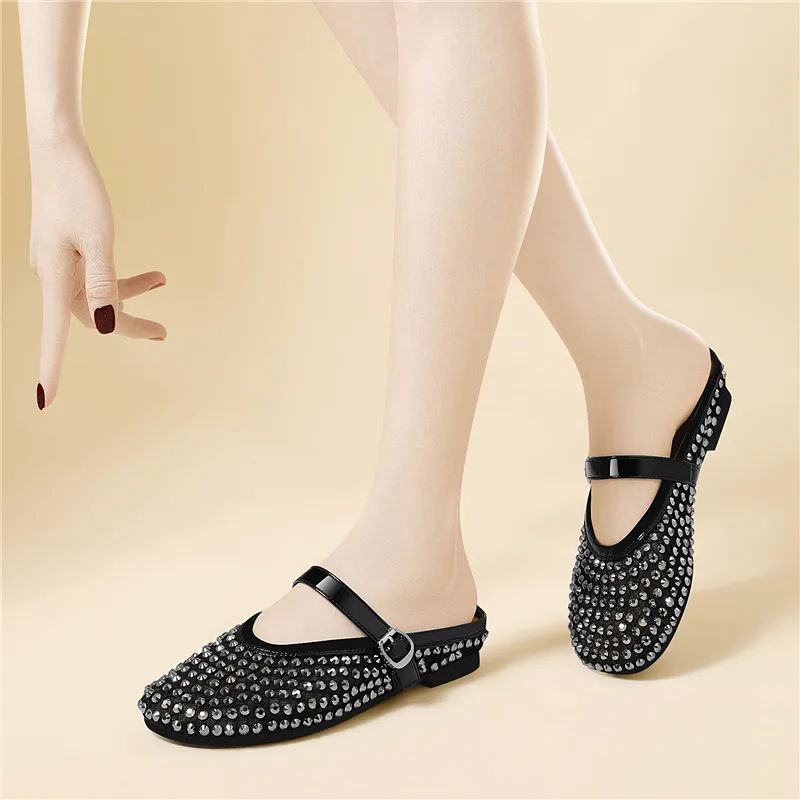 Golden Silk Rabbit Closed Toe Slippers Women's-3
