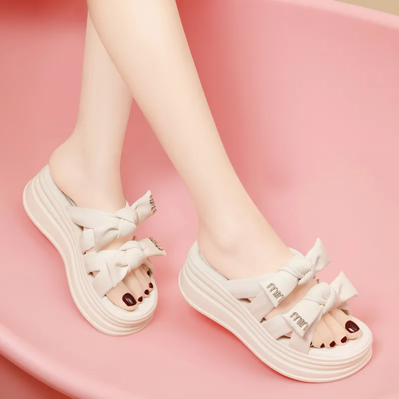 Golden Silk Rabbit Slide Slippers Women's-16