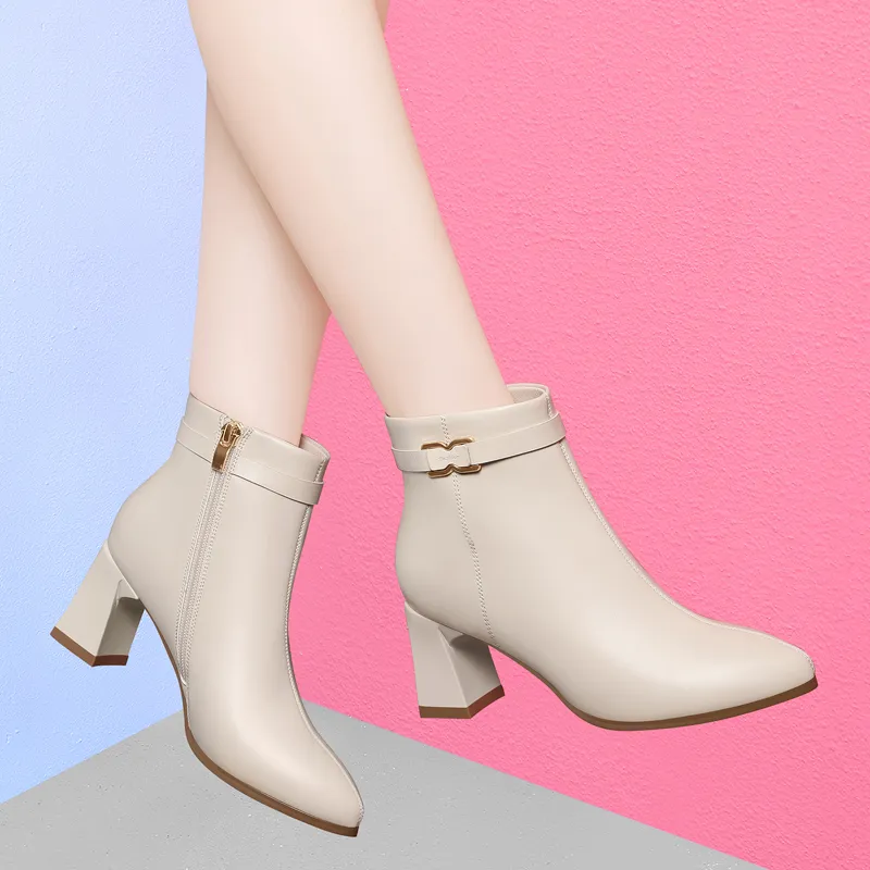 Golden Silk Rabbit Ankle Boots Women's-13