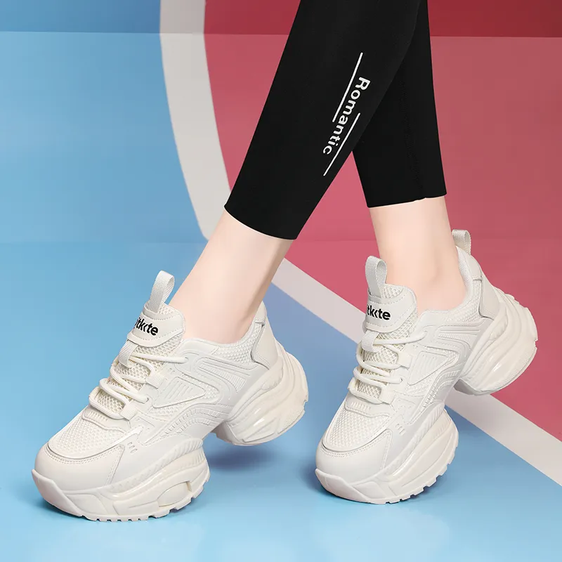 Golden Silk Rabbit Slip-Resistant Breathable Height Increasing Low-Top Chunky Sneakers Women's-8