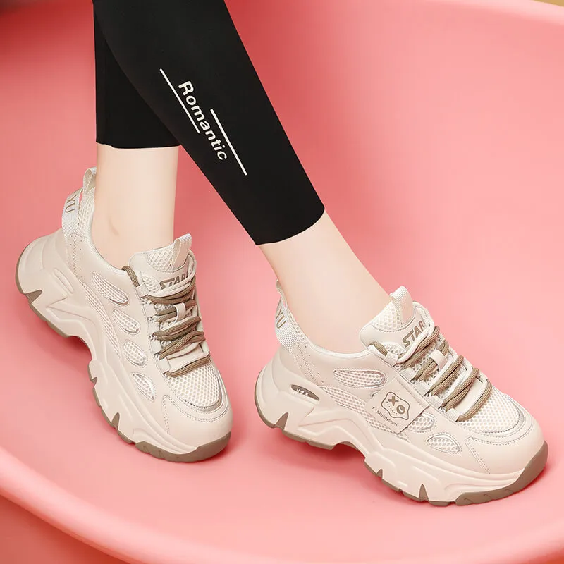 Golden Silk Rabbit Low Top Chunky Sneakers Women's-9
