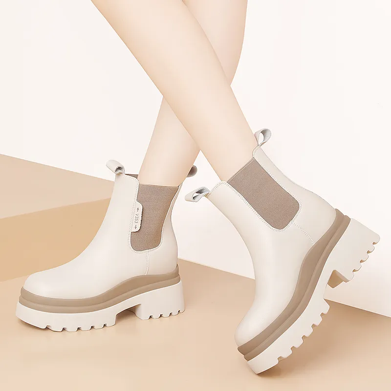 Golden Silk Rabbit Chelsea Boots 7cm Women's-19