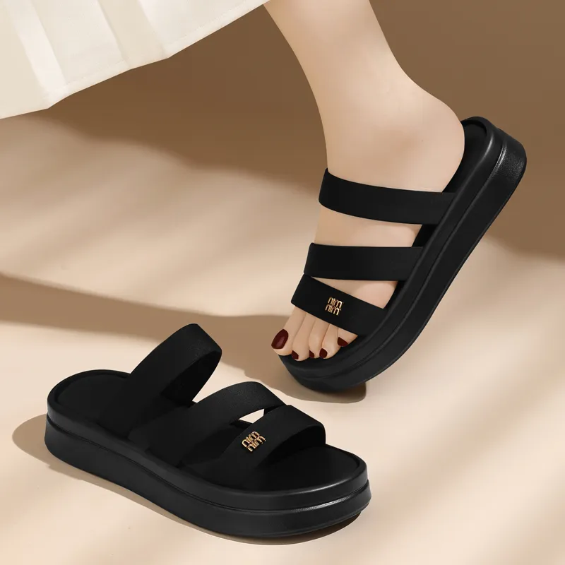 Golden Silk Rabbit PU Polyurethane Slide Slippers Women's-5