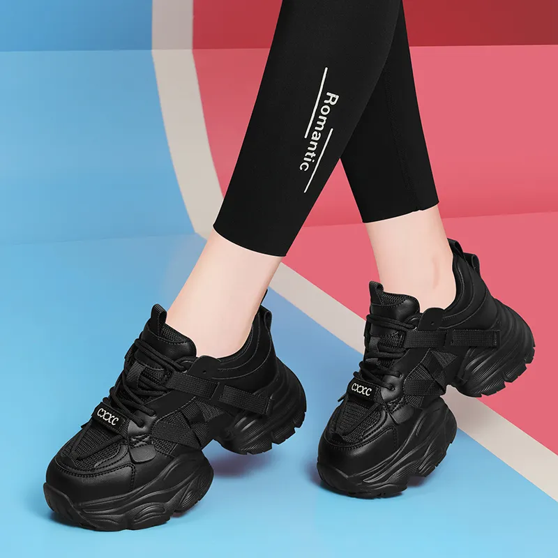 Golden Silk Rabbit Low-Top Chunky Sneakers Women's Black-3