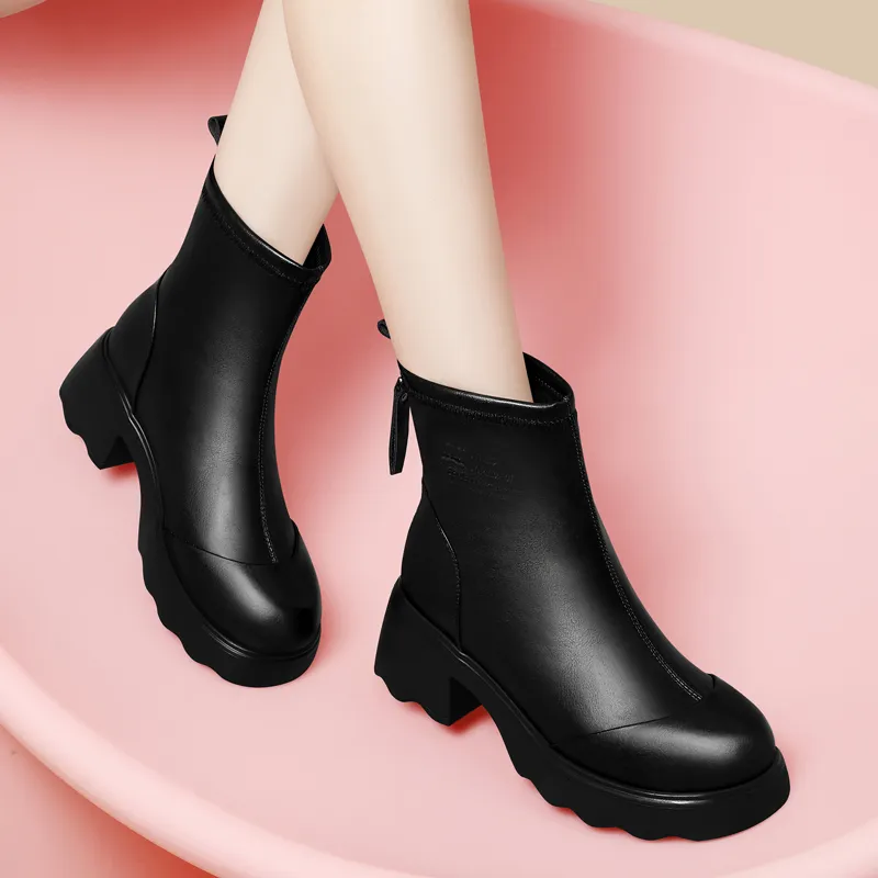 Golden Silk Rabbit Ankle Boots Women's-5