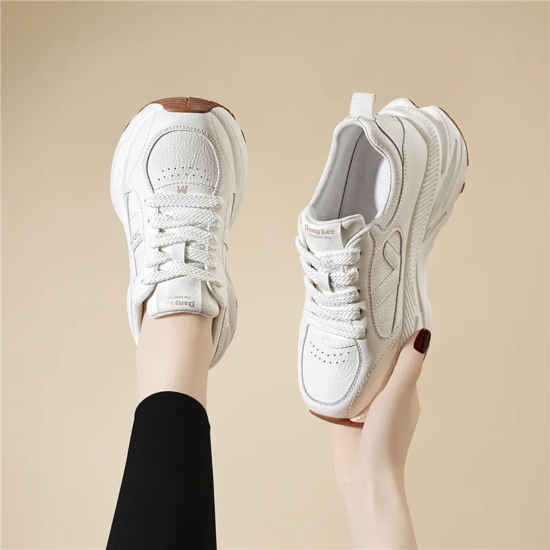 Golden Silk Rabbit Anti Slip And Wear Resistant Height Increasing Low Top Chunky Sneakers Women's-3