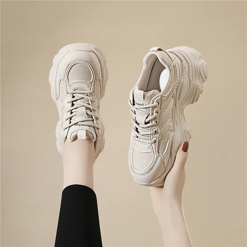 Golden Silk Rabbit Low Top Chunky Sneakers Women's-11
