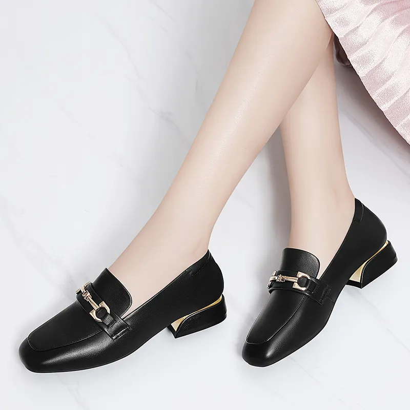 Golden Silk Rabbit Loafers Women's Black-3
