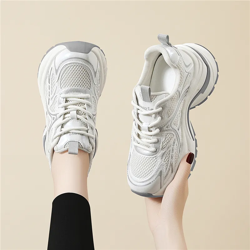 Golden Silk Rabbit Cushioning Anti Slip And Wear Resistant Height Increasing Low Top Chunky Sneakers Women's-11