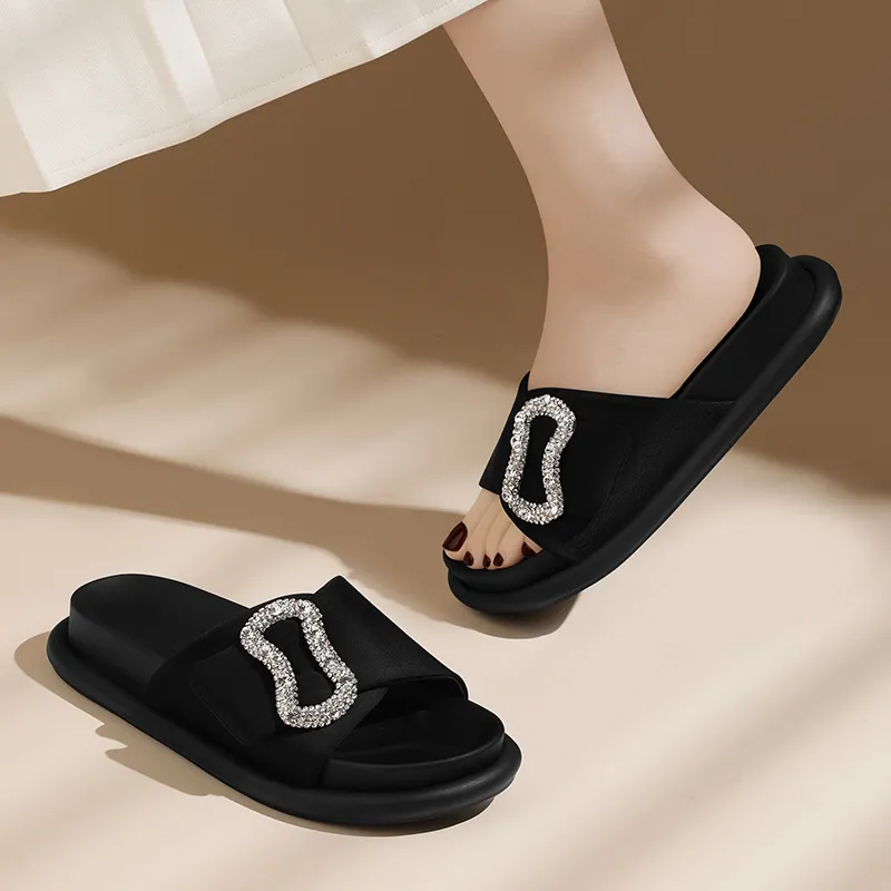 Golden Silk Rabbit Slide Slippers Women's-5