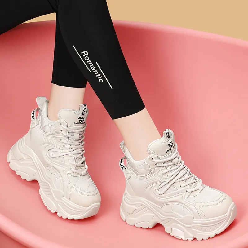 Golden Silk Rabbit Cushioned Anti Slip And Wear Resistant Height Increasing Warm High Top Chunky Sneakers Women's-11