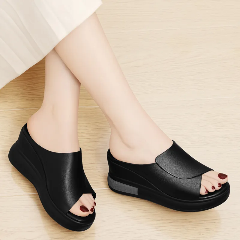 Golden Silk Rabbit PU Polyurethane Slide Slippers Women's-6
