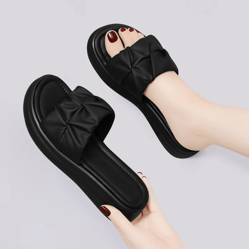 Golden Silk Rabbit PU Polyurethane Slip-Resistant Slide Slippers Women's-7