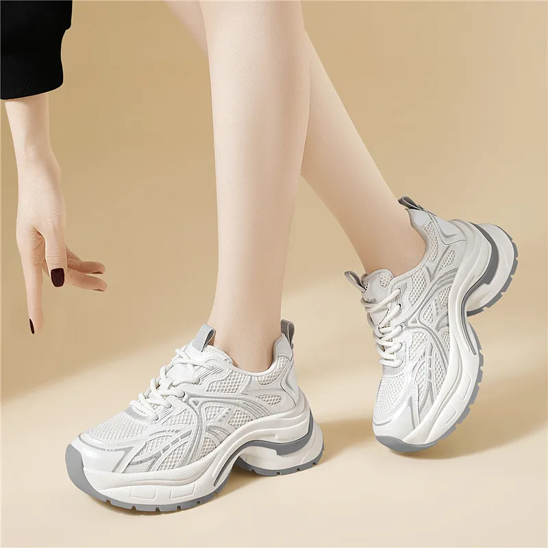 Golden Silk Rabbit Cushioning Anti Slip And Wear Resistant Height Increasing Low Top Chunky Sneakers Women's-10