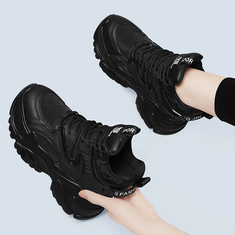 Golden Silk Rabbit Cushioned Anti Slip And Wear Resistant Height Increasing Warm High Top Chunky Sneakers Women's-6