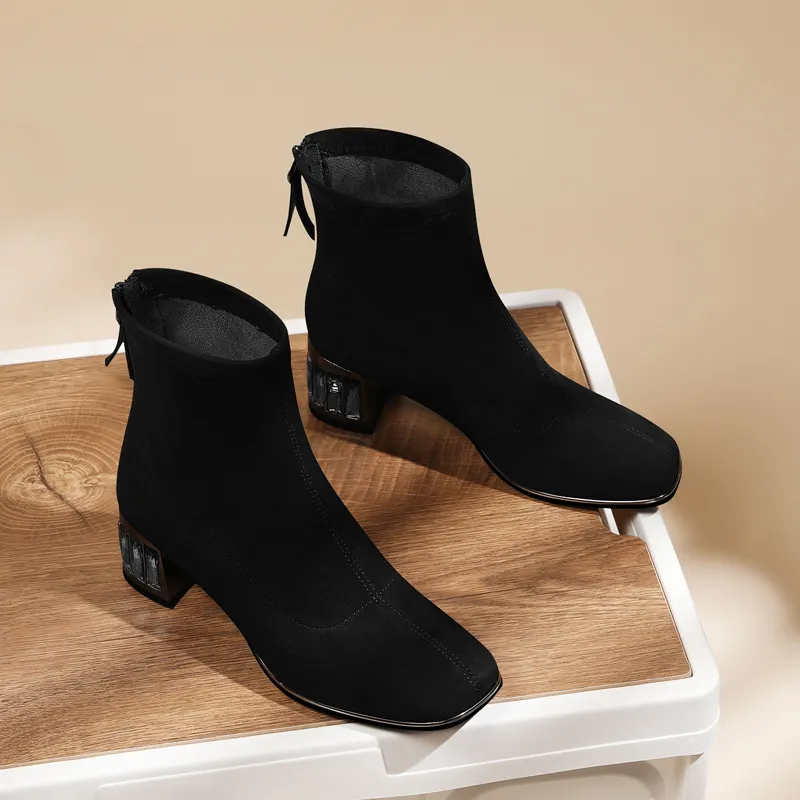 Golden Silk Rabbit Ankle Boots Women's-1