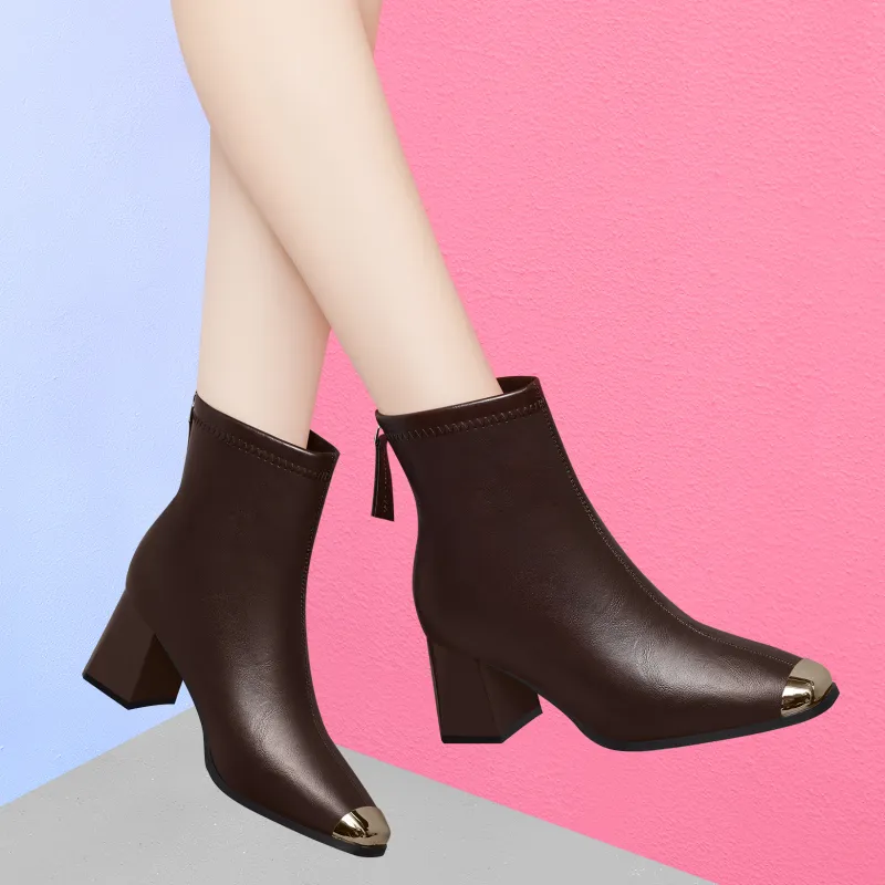 Golden Silk Rabbit Ankle Boots Women's-12
