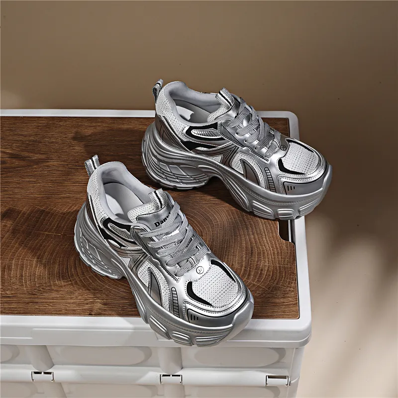 Golden Silk Rabbit Low-Top Chunky Sneakers Women's-2