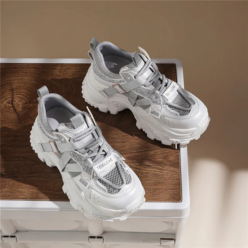Golden Silk Rabbit Low Top Chunky Sneakers Women's-5