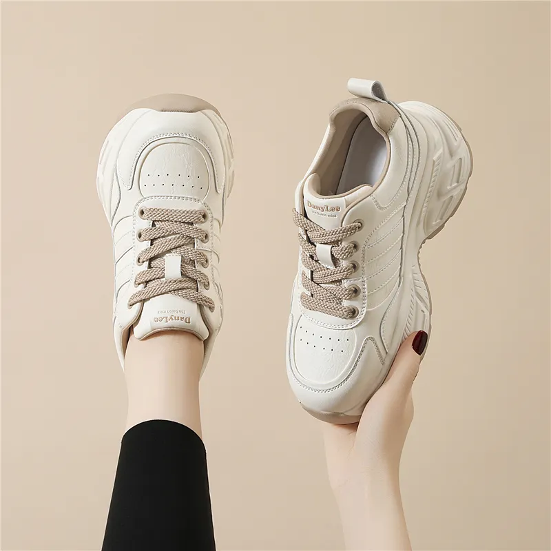 Golden Silk Rabbit Anti-Slip And Wear-Resistant Height Increasing Low-Top Chunky Sneakers Women's-11