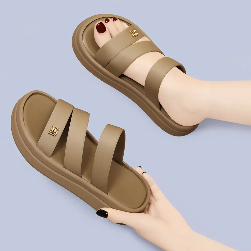 Golden Silk Rabbit PU Polyurethane Slide Slippers Women's-14