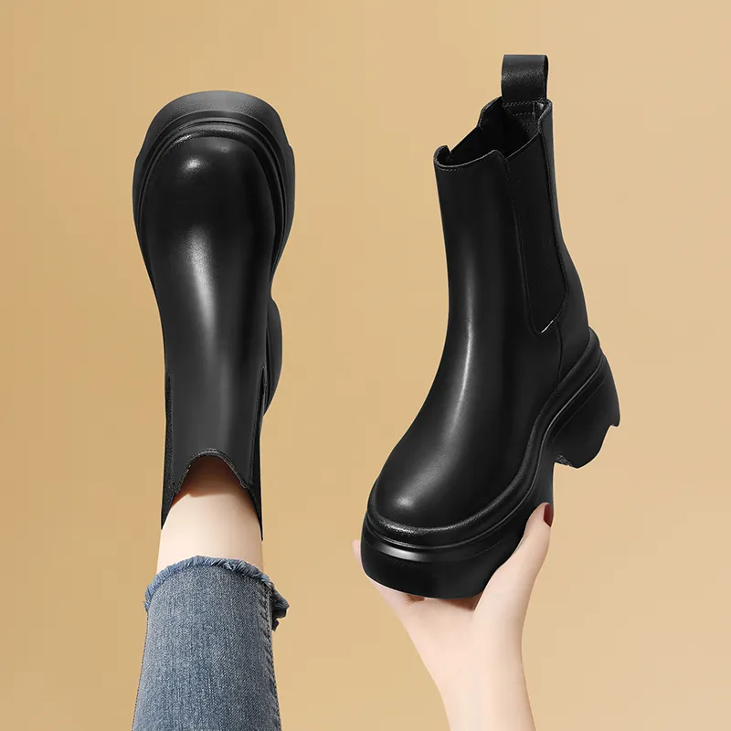 Golden Silk Rabbit Short Chelsea Boots 6cm Women's-2