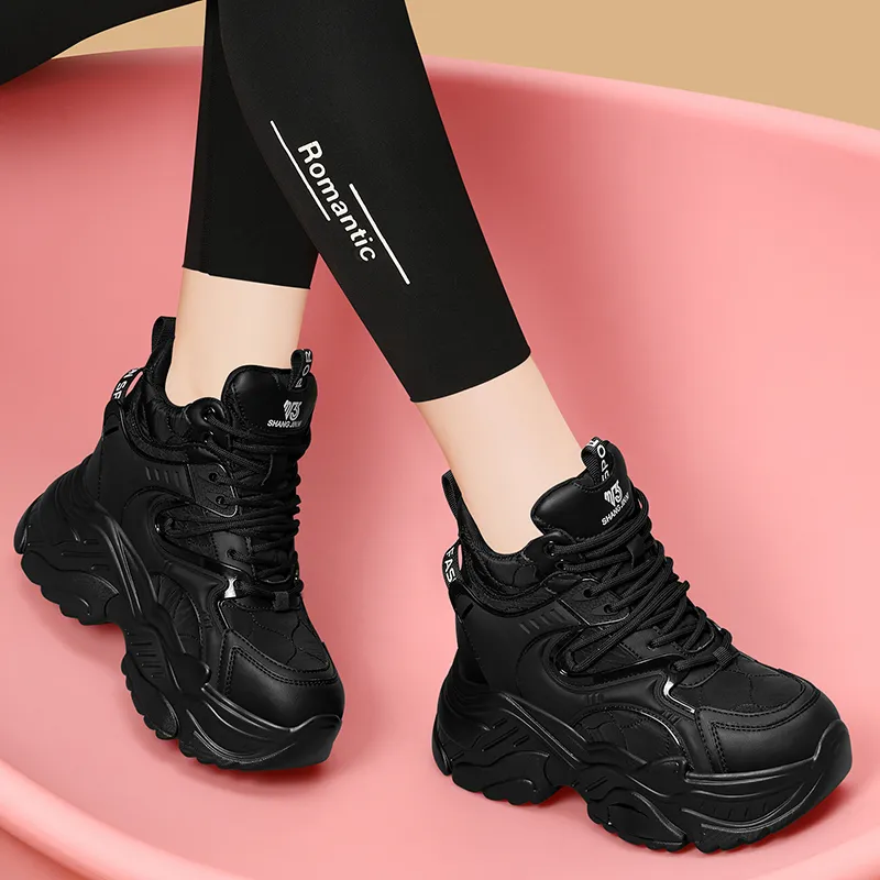 Golden Silk Rabbit Cushioned Anti Slip And Wear Resistant Height Increasing Warm High Top Chunky Sneakers Women's-4