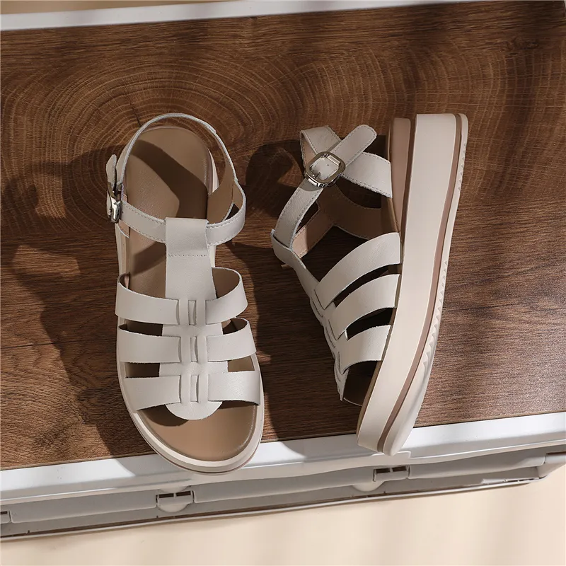 Golden Silk Rabbit Roman Sandals 5cm Women's-9