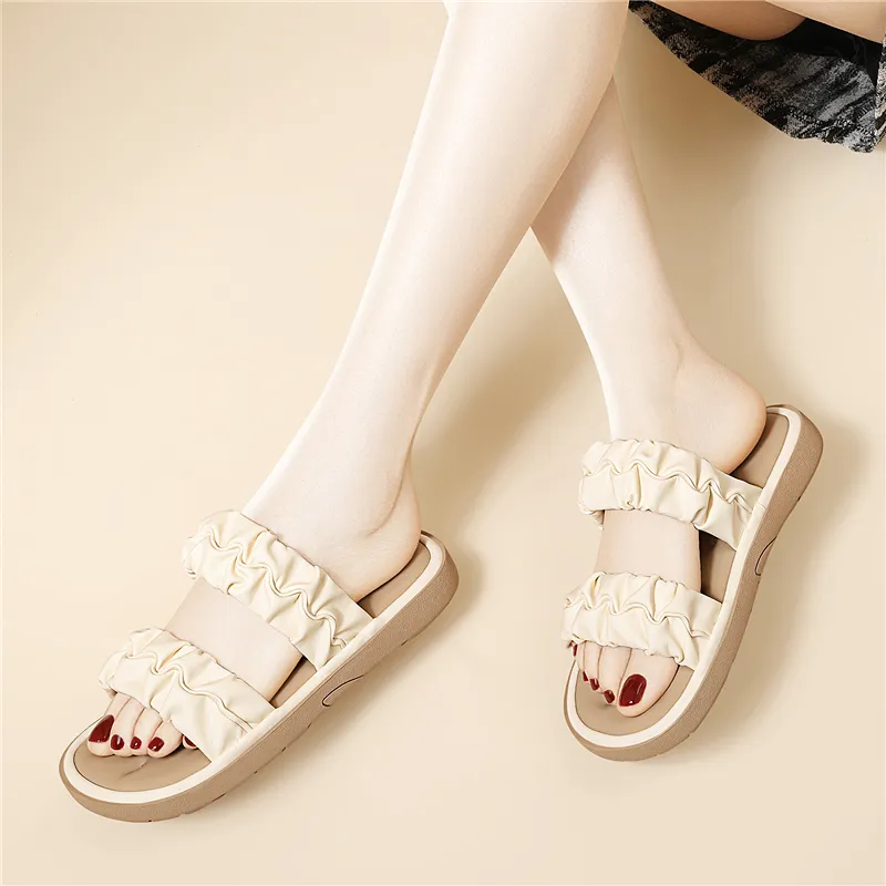 Golden Silk Rabbit Slide Slippers Women's-7