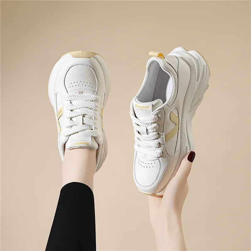 Golden Silk Rabbit Anti Slip And Wear Resistant Height Increasing Low Top Chunky Sneakers Women's-9