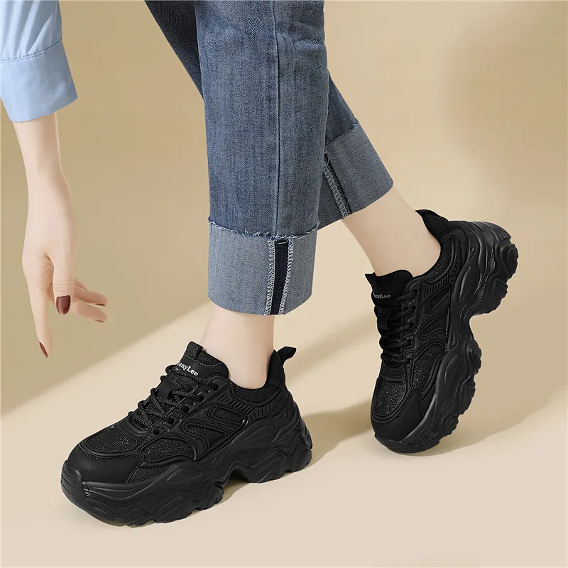 Golden Silk Rabbit Low Top Chunky Sneakers Women's-3