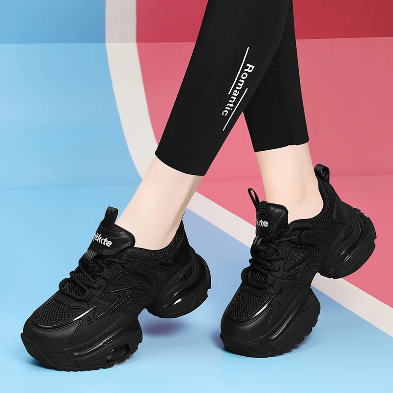 Golden Silk Rabbit Slip-Resistant Breathable Height Increasing Low-Top Chunky Sneakers Women's-2