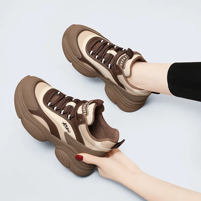 Golden Silk Rabbit Cushioning, Slip Resistant, Abrasion Resistant, Height Increasing Mid Top Chunky Sneakers Women's-11