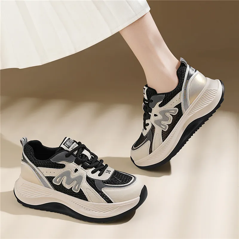Golden Silk Rabbit Low Top Chunky Sneakers Women's-5