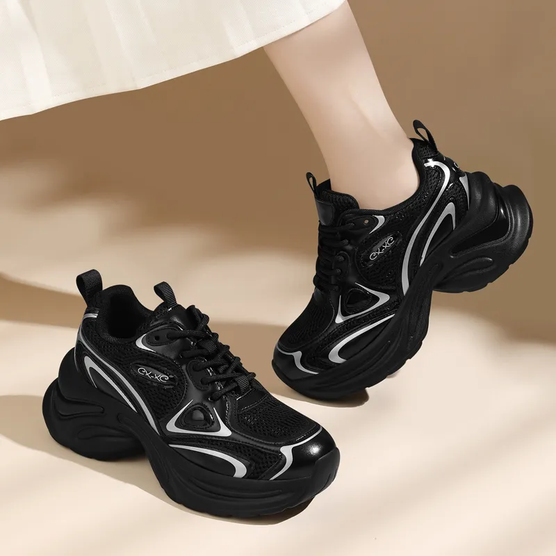 Golden Silk Rabbit Low Top Chunky Sneakers Women's-4