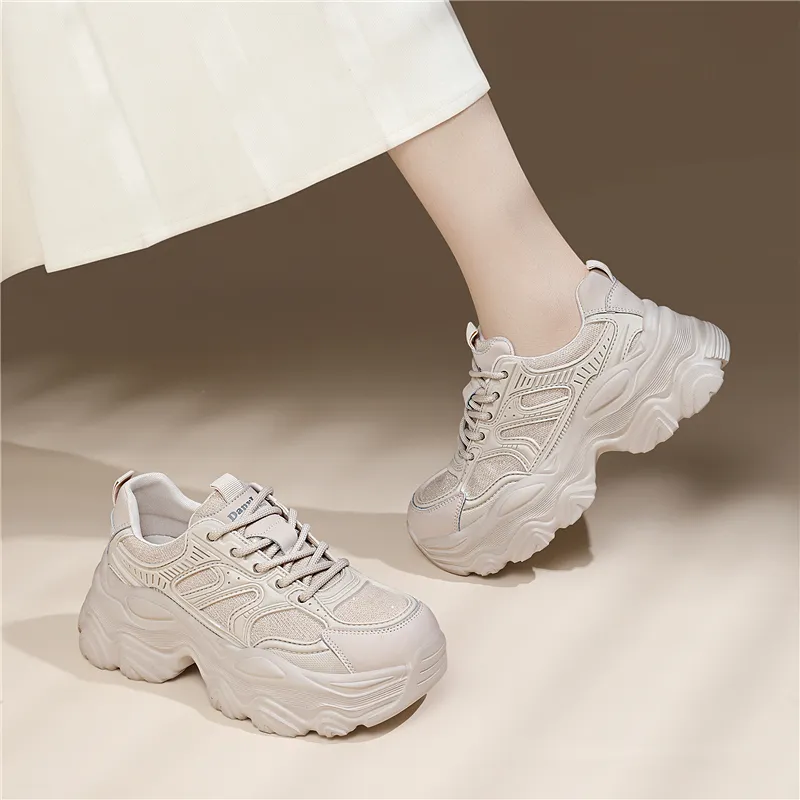 Golden Silk Rabbit Low Top Chunky Sneakers Women's-12